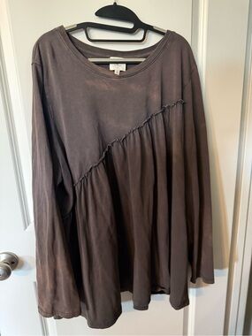 Hayden Brown Long-Sleeve Gathered Peasant Top